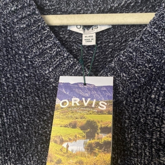 ORVIS Chenille Marbled Navy Crewneck Pullover Sweater - Picture 4 of 8